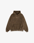 Heavy Hoodie Washed Mocha – front view, neutral background, minimalist composition